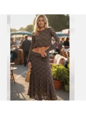 Free people Laney long sleeve skirt set